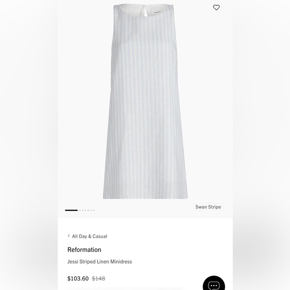 Reformation Dresses & Skirts - Reformation Jessi Linen Dress Swan Strip